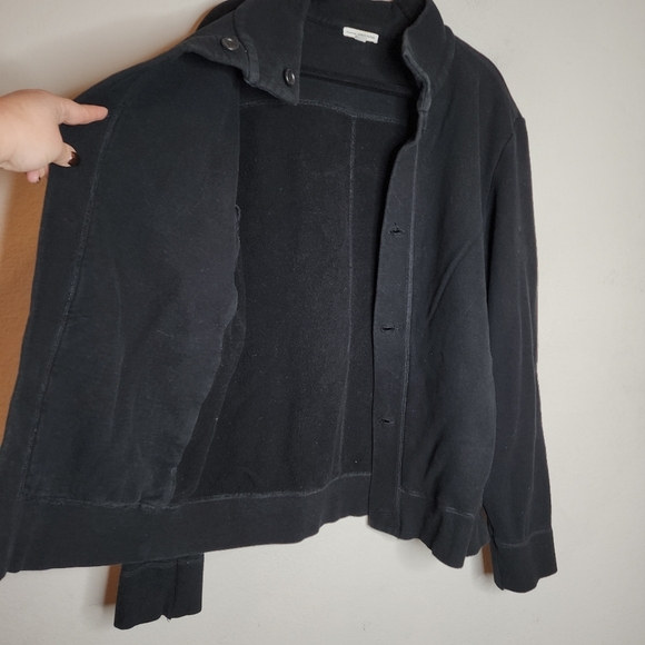 James Perse Black Terry Soft Button Front Sweatshirt Jacket Size XL Size 4 - Picture 4 of 15